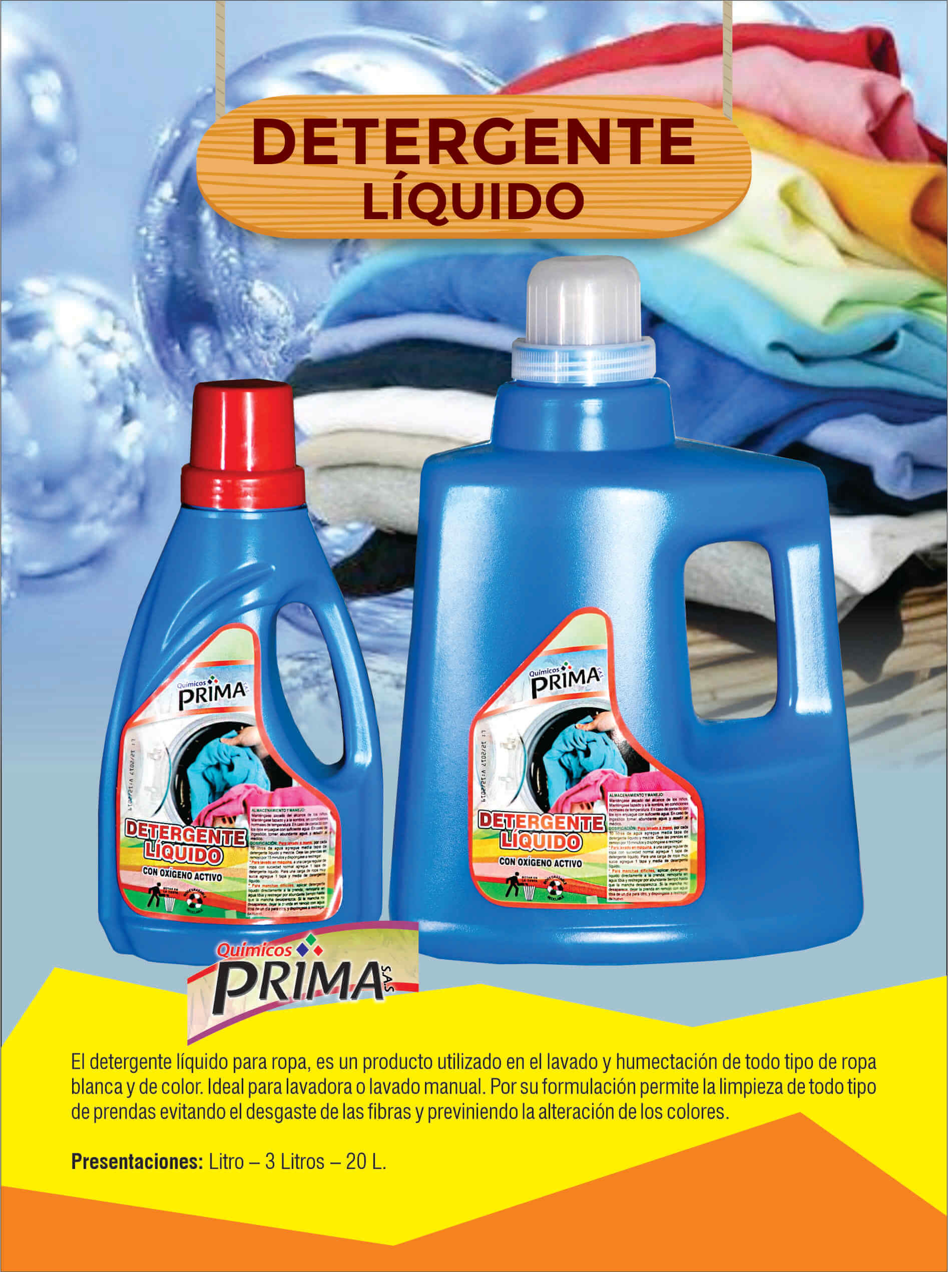 Detergente liquido para ropa - Quimicos Prima